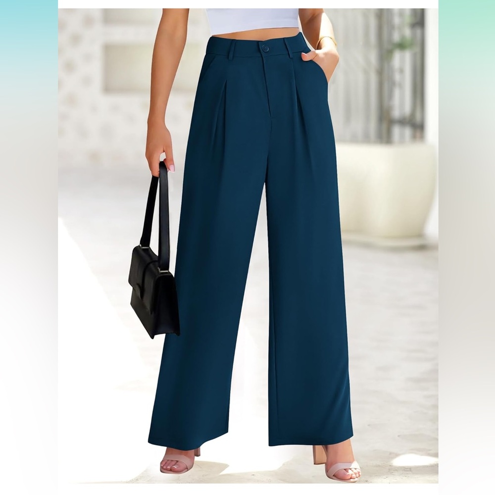 Dark Blue Wide-Leg Pants
